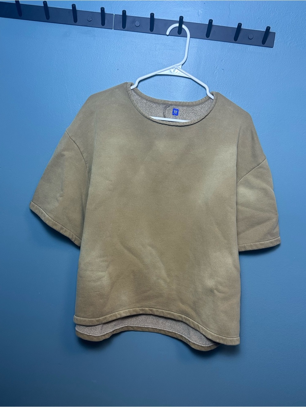 Fleece Yoke Tee Back- Yeezy Gap oversized Tshirt XS NWOT `Bronze